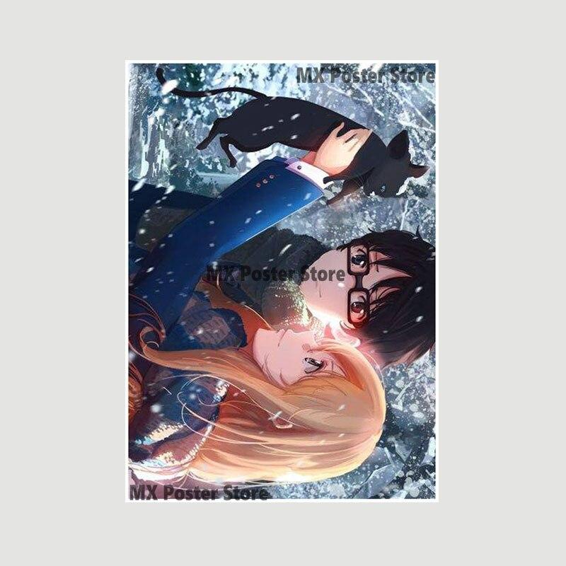 Japanische Anime Your Lie In April Poster weiß beschichtetes Papier Wandaufkleber Home Decor Wandbild Wohnzimmer Bar Dekoration Malerei