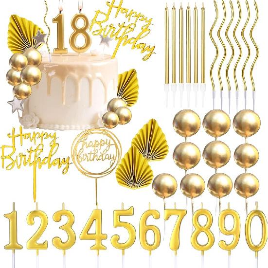 Gold Birthday Candles, Tyotrbs Happy Birthday Candle For Cake birthday candles Numbers Birthday Candles DIY Cake Decor for Men Women Wedding жёлтый