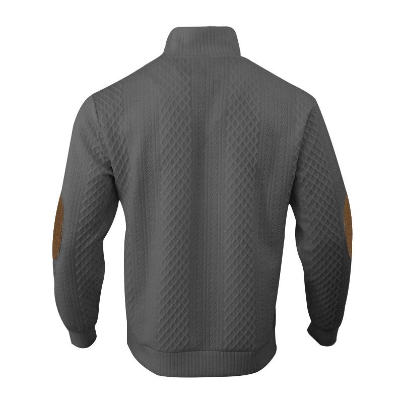 2024 Men's Trendy Slim Fit Jacquard Knit Sweatshirt - Autumn/Winter Stand-up Collar Long Sleeve for Running