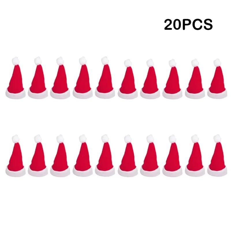 Mini Santa Hat Wine Bottle Covers, Christmas Table Decorations, Xmas Party Cutlery Silverware Sleeves for Holiday Dinner Table Decor Supplies