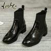 Stivaletti Chelsea da Donna con Tacco Grosso in PU con Tessuto Elasticizzato a Contrasto Antiscivolo Stile Britannico Scarpe Moderne 2024 Nuova Primavera Autunno
