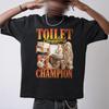 Toilet Clogging Champion TShirt Funny Meme Graphic Tee Summer Mens and Womens Loose and Breathable Tshirt Top
