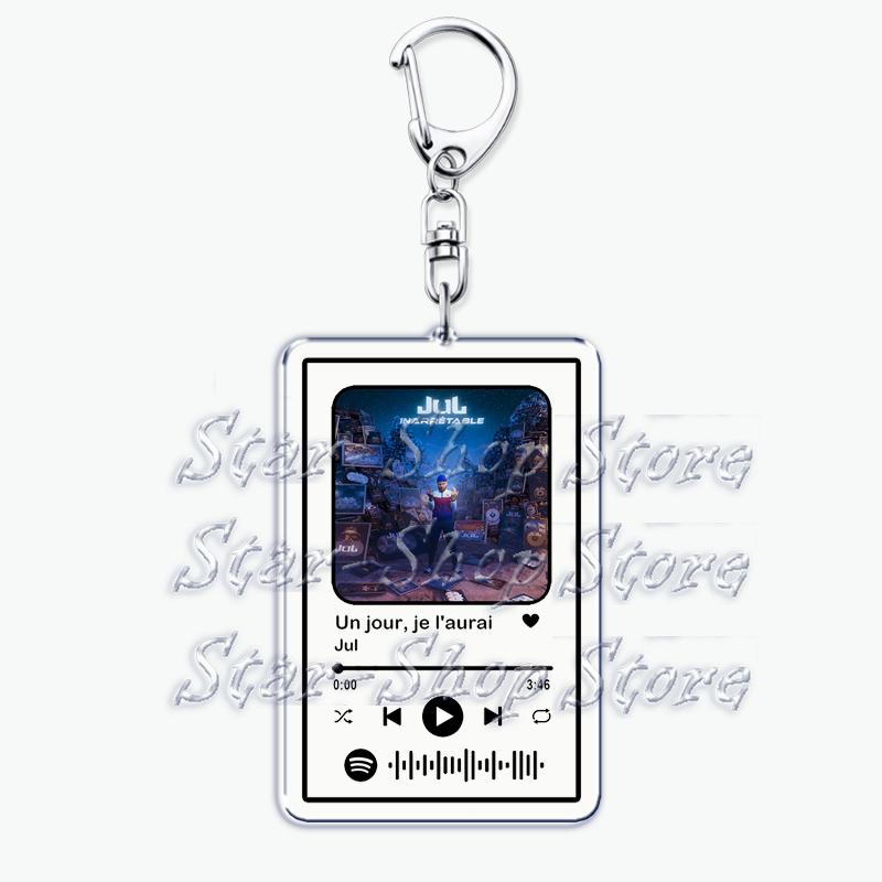 

French Rapper JUL Songs Keychains for Women Accessories Bag Oh Qu elle Est Belle Music Playlist Code Keying Jewelry Fans Gift