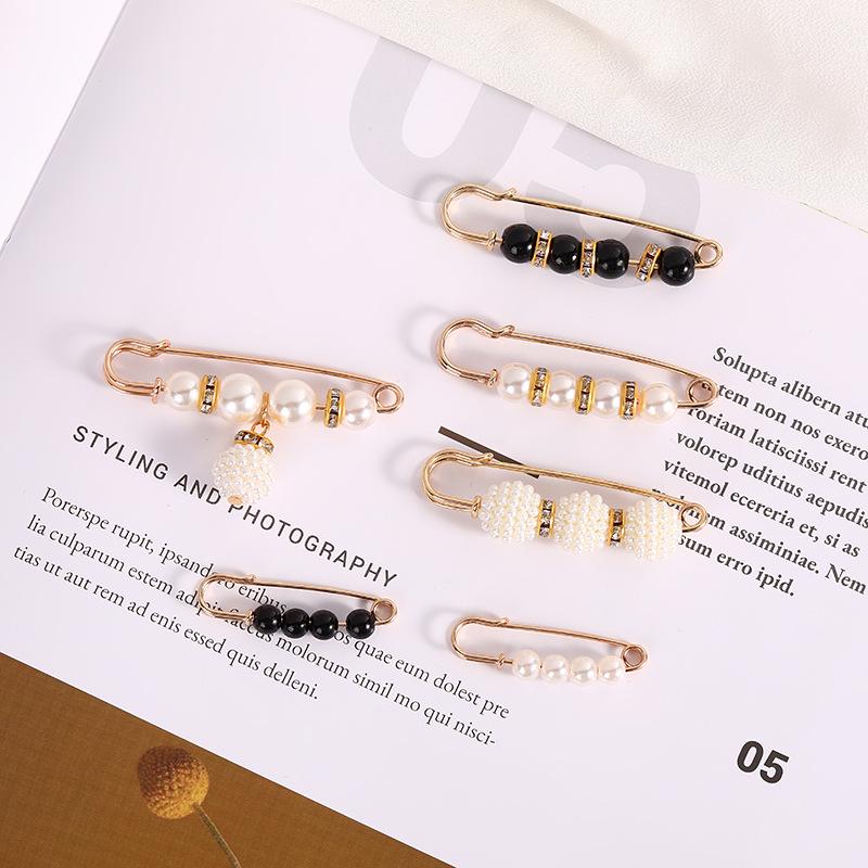 Pearl Waist Cinching Pin Set – Safety Pin Brooch for Women's Clothing