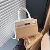 New women's contrasting color handbag bag fashionable high-quality texture shoulder messenger commuter small square bag