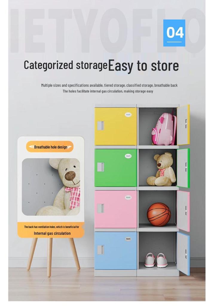ABS Plastic Student Storage Cabinet with Fingerprint Lock, Anti-collision, Anti-mildew Features