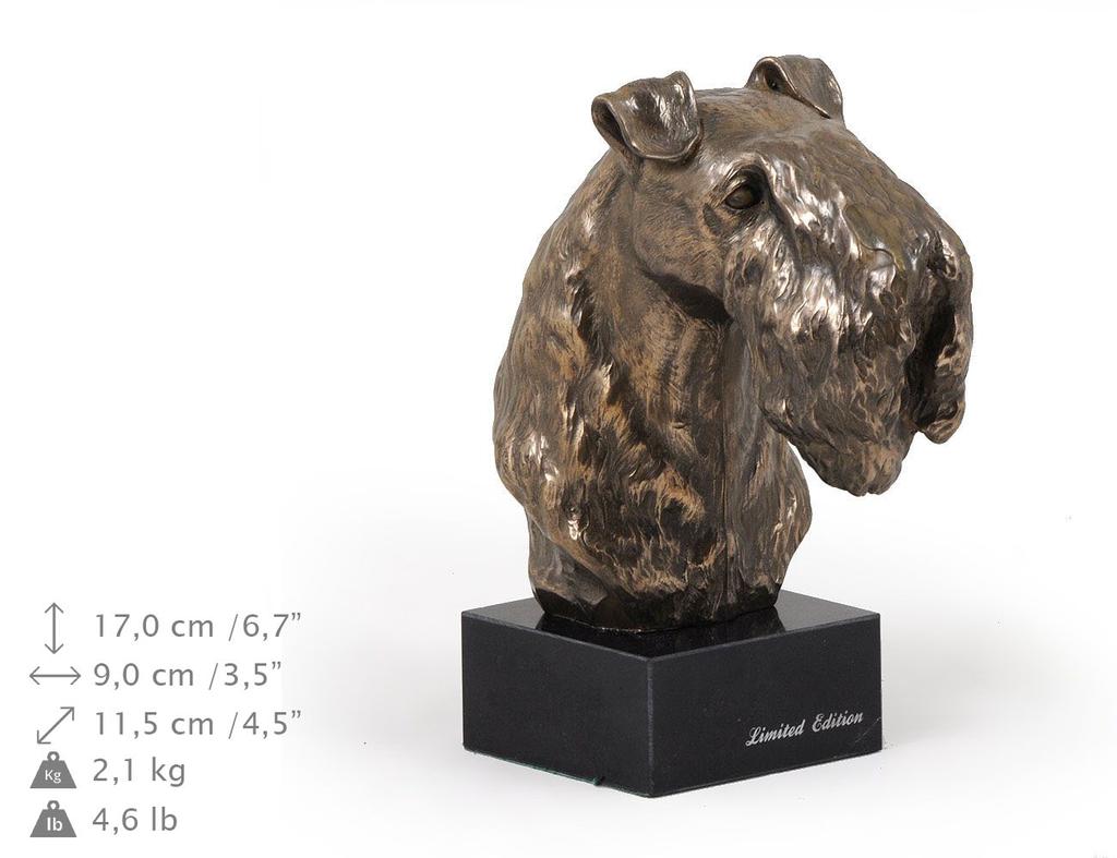 Kerry Blue Terrier, Irish Blue Terrier - Dog Statue, Bust On Stone Base, Sculpture, Trophy for Dog Show by Art-Dog Brand