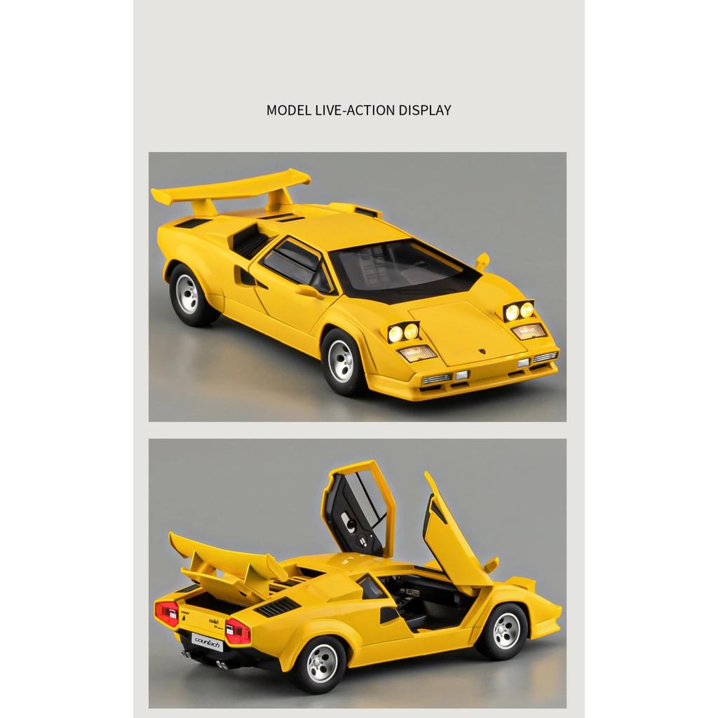 1/24 Lamborghini Countach LP5000s Alloy Classic Sports Car Model Diecast Metal Retro Racing Vehicles Car Model Sound and Light Kids Toy Gift