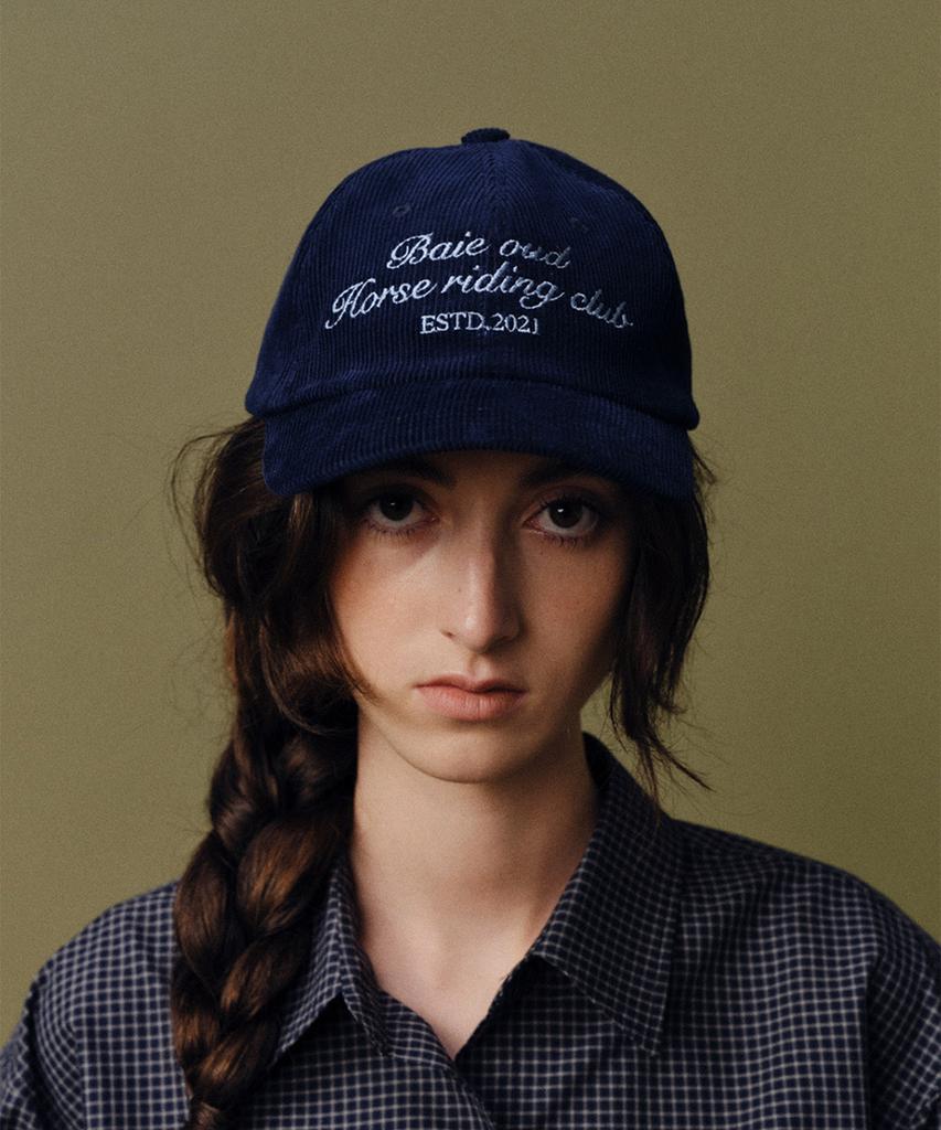 Beiodeu Corduroy Horse Riding Club Ball Cap_Navy