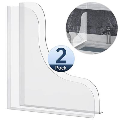 2Pcs Shower Splash Guards Self Adhesive Easy To Install Transparent Design Acrylic Shower Water Guards Bathtub Corner Splash Covers