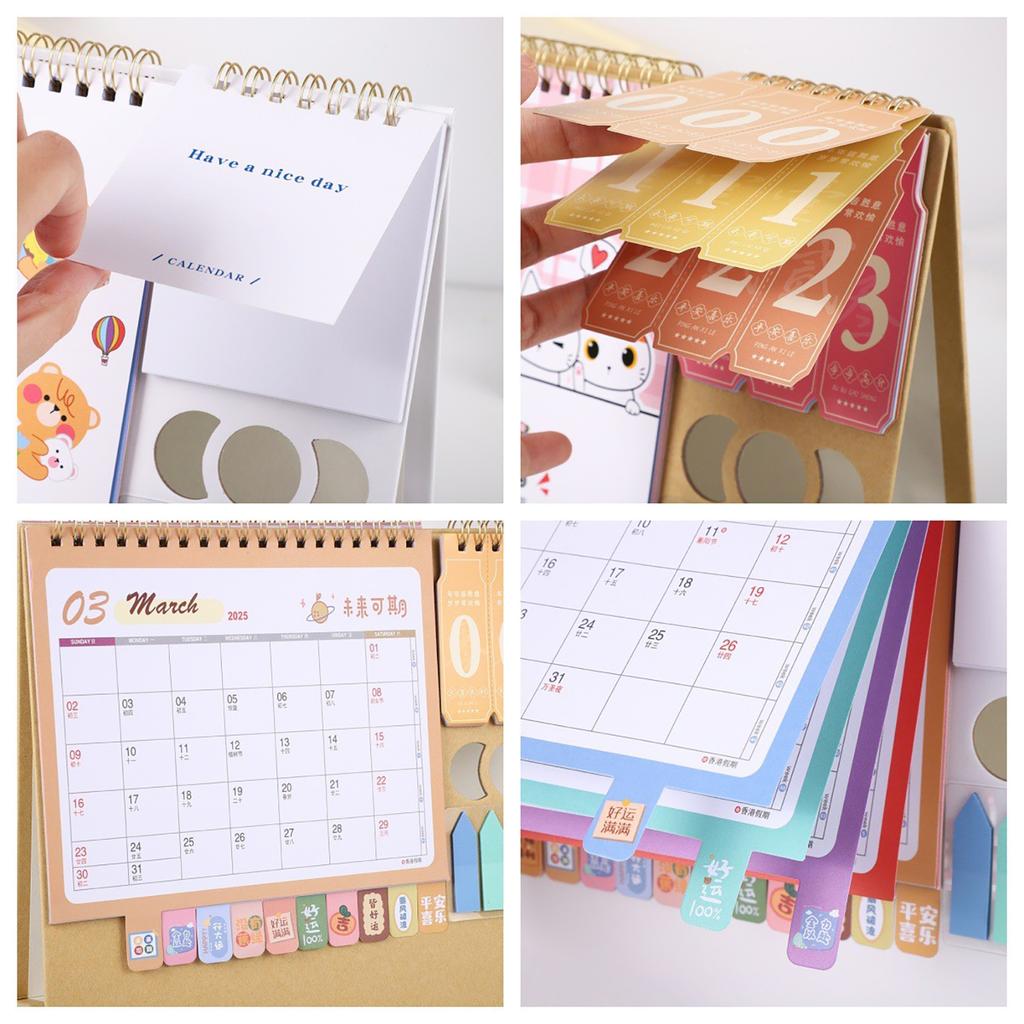 365 Days 2025 Year Desk Calendar Small Standing Flip Calendar for Home School Office Festival
