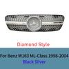 For Mercedes W163 ML320 ML350 ML270 ML400 ML430 1998-2004 Diamond GT Style Front Bumper Grille Plastic Mesh Racing Grill Cover