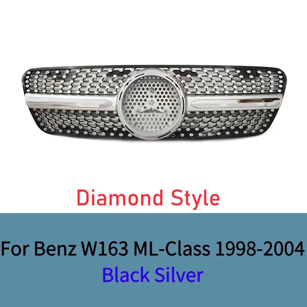 For Mercedes W163 ML320 ML350 ML270 ML400 ML430 1998-2004 Diamond GT Style Front Bumper Grille Plastic Mesh Racing Grill Cover