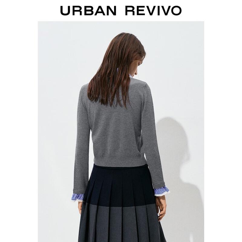 UR Women's Academia Plaid Faux Two-Piece Knit Sweater