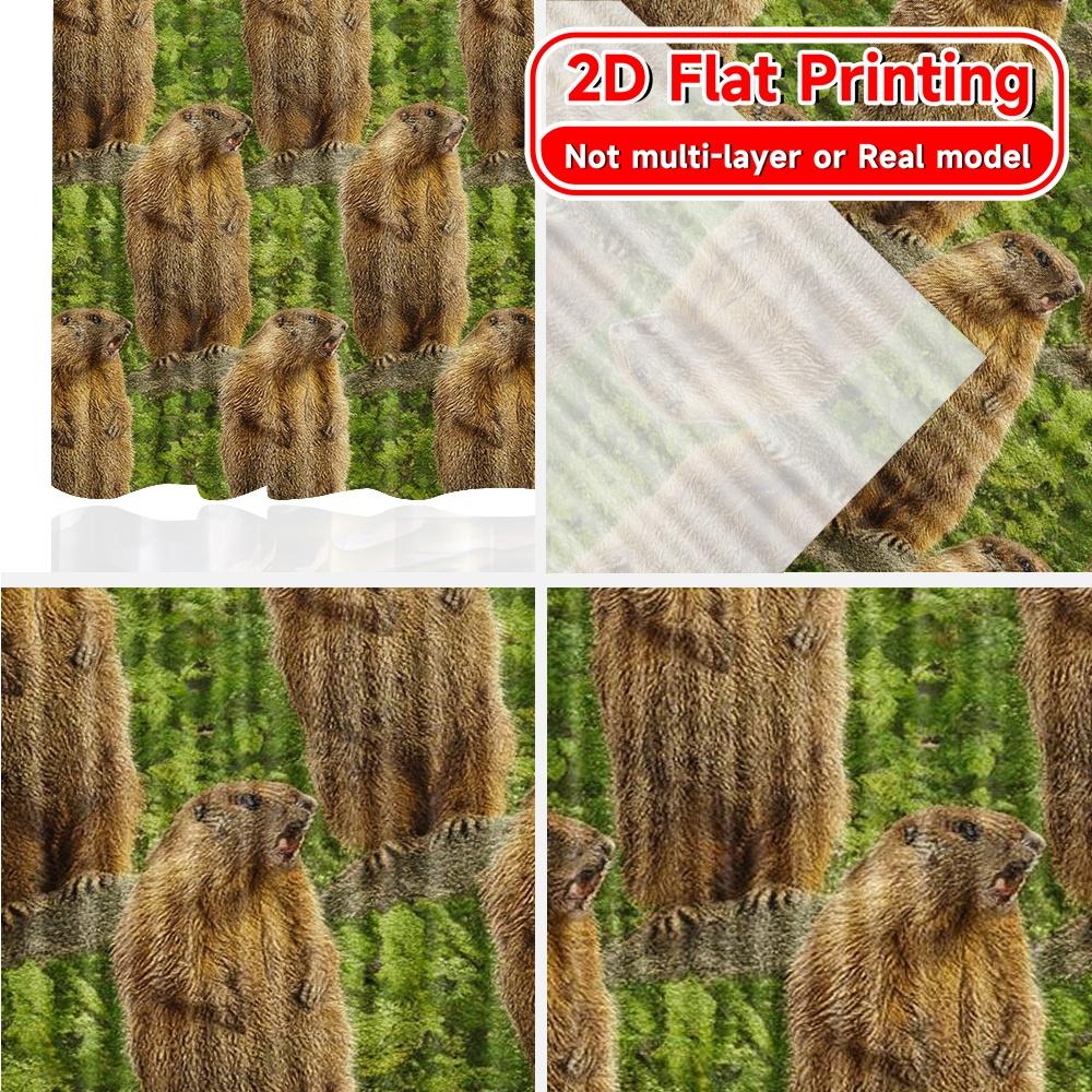 2D Flat Printing  2pcs Chattering Marmot Chic Creative Curtains Polyester Easy Install Curtains Decorations Decorative for