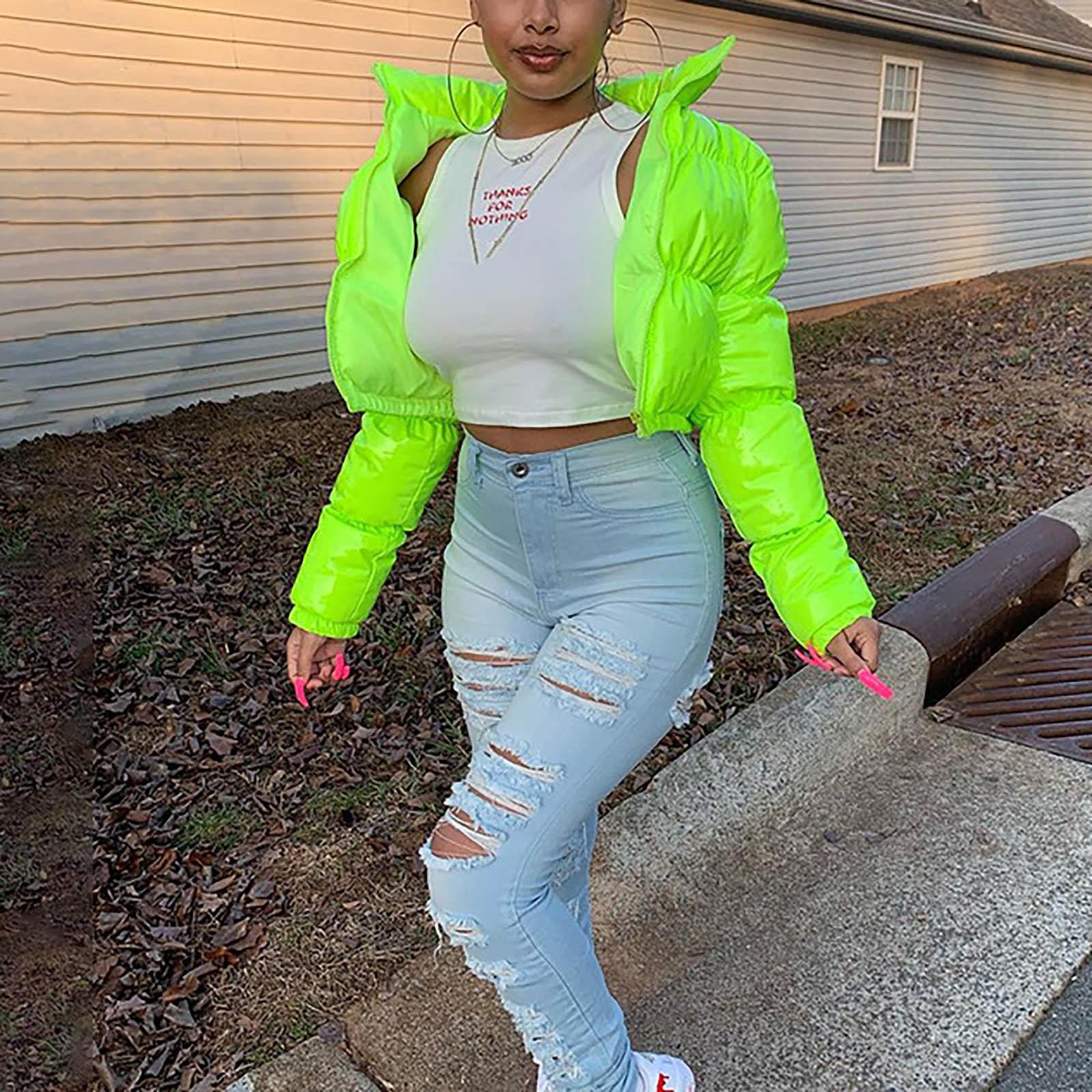 

Однотонный зеркальный кардиган на молнии из искусственной кожи с воротником-стойкой, белая женская куртка на утином пуху XL