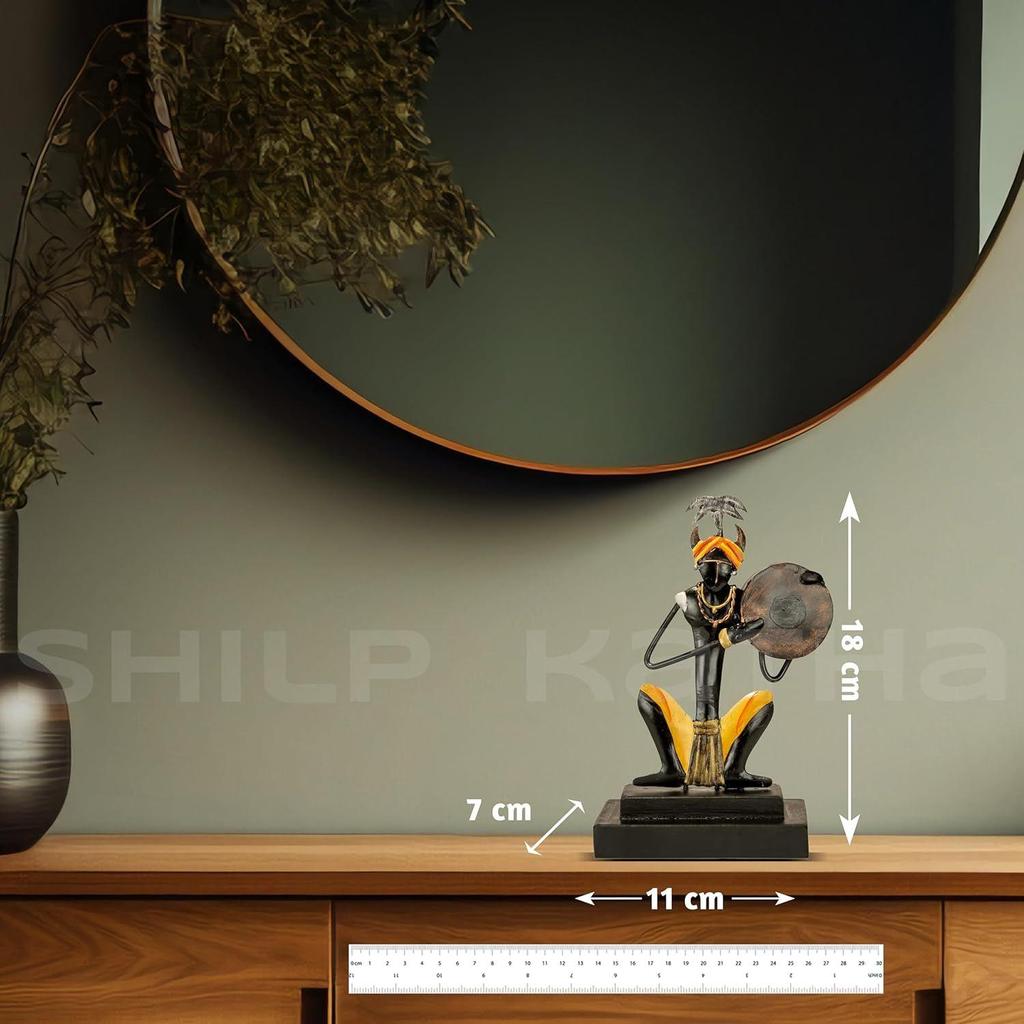 Bastar Antique Art for Home Decor | Tribal Musician for Living Room | Handmade Showpiece for Gifting | Dhapli