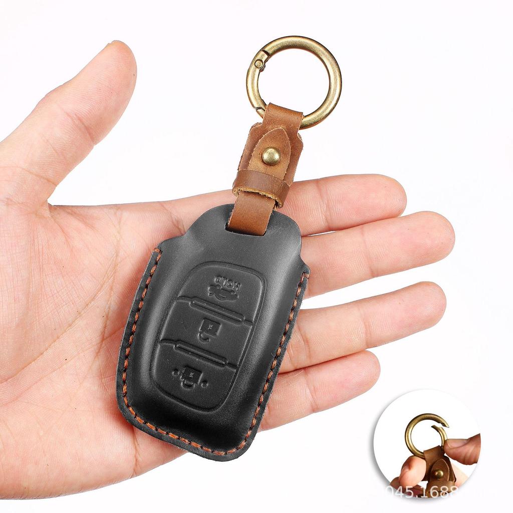 Premium Genuine Leather Key Case for Hyundai IX35, Sonata, Elantra, Verna, and Mistra - Protective Shell