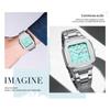 Luxury Men's Quartz Watch Square Case Day Date Display Stainless Steel Wristwatch