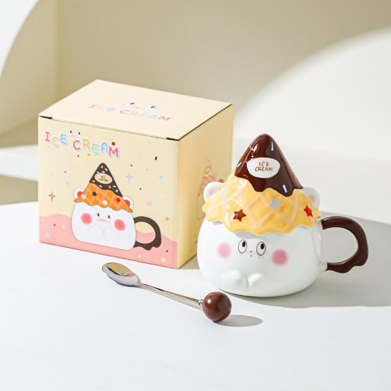 Cartoon Expression Ceramic Mug High Looking Souvenir Gift Water Cup for Best Friend Girl Heart Cup Home Breakfast Cup