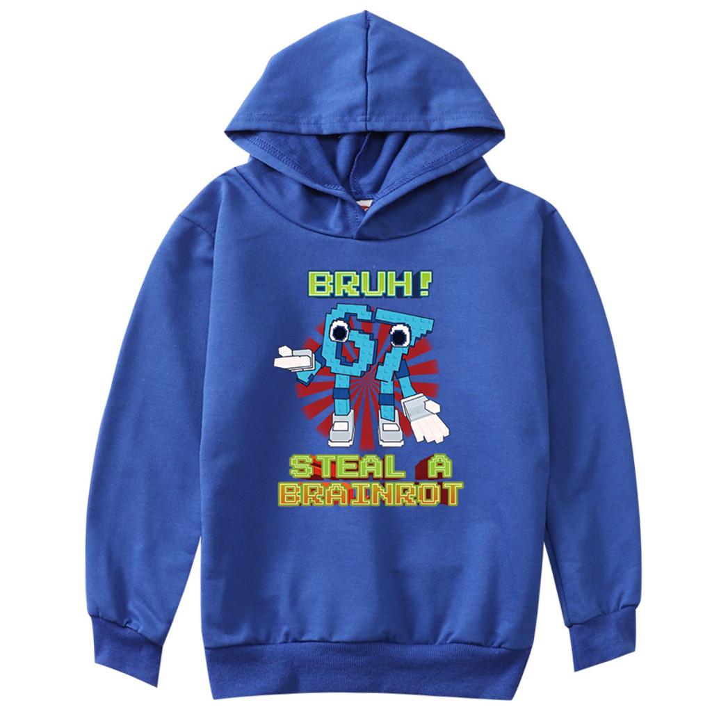 

9192 Kids Boys Girls Steal a Brainrot 67 Six Seven Printed Casual Long Sleeves Hoodie 170cm королівський синій колір