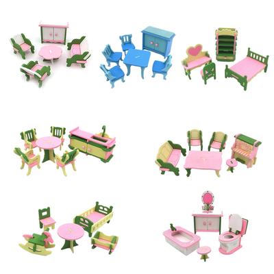 7 στυλ Παιδικά έπιπλα κουκλόσπιτου Ξύλινο παιχνίδι Τραπεζαρία κουζίνας