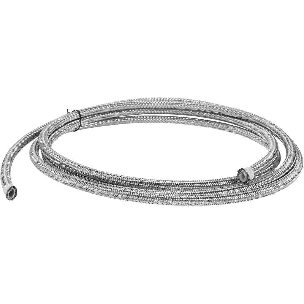 AN4 Fuel Line Hose 4AN 12ft Vacuum Hose Automotive Fuel Hose PTFE Rubber,Stainless Steel Silver Tone 1 Pcs
