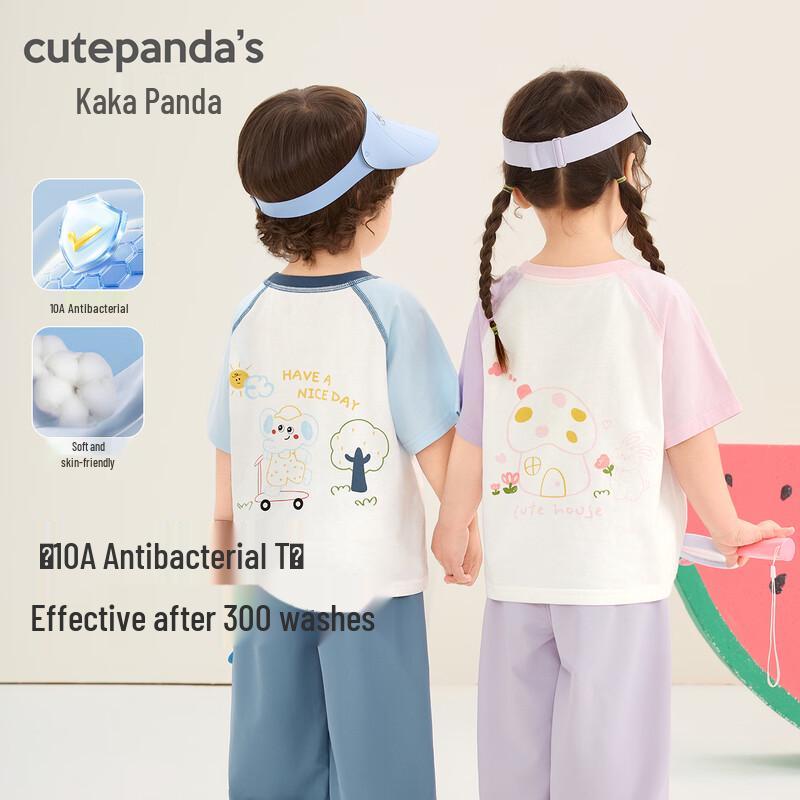Kaka Panda Baby & Kids Raglan Short Sleeve T-Shirt 90