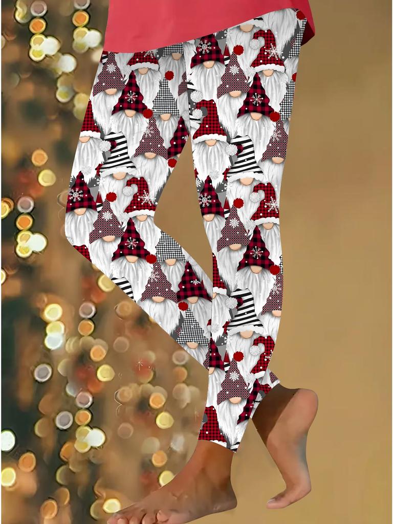 Damen Weihnachts-Festival-Drucke Stretch Yoga Leggings Fitness Laufen Gym Sport Aktivhosen