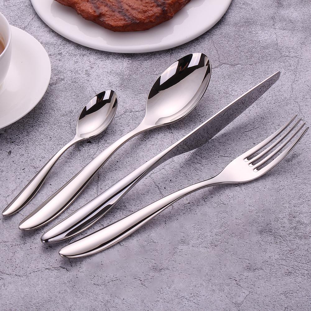 

16/20 предметов Золотой набор столовых приборов из нержавеющей стали Столовая посуда Нож Вилка Ложка Набор столовых приборов Посуда для серебряных изделий Посуда для кухни 4 Set