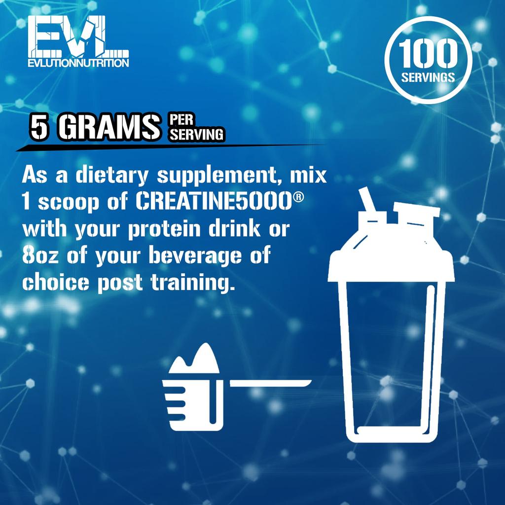 EVLution Nutrition, Creatine5000®, Unflavored, 17.64 oz (500 g)