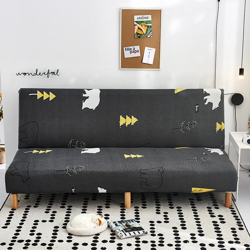 Armless Sofa Cover, Fully Enclosed Integrated Sofa Cover, Foldable Sofa Bed Cover, Fabric, Double and Triple Bed, Dust-proof
