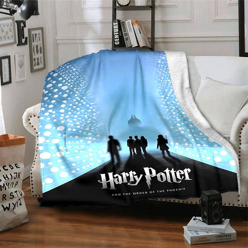 1pc Harry Potter Flannel Throw Blanket - HD Printed Lightweight Soft Warm All-Season Blanket for Sofa, Bed, Travel, Camping 018