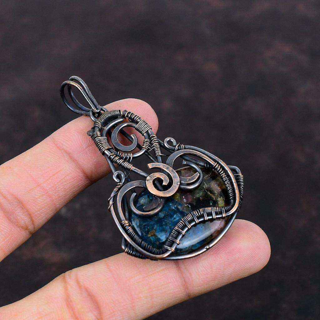 Watermelon Tourmaline Pendant Copper Wire Wrapped Pendant Natural Gemstone Jewelry Gift For Women Handmade Pendant Copper Wire Wrap Jewelry