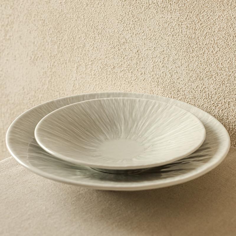[Flow Glaze Trumpet Tableware] Elegant Ceramic Concept Dish Plate High Value Straw Hat Pasta Bowl, Small Flaws
