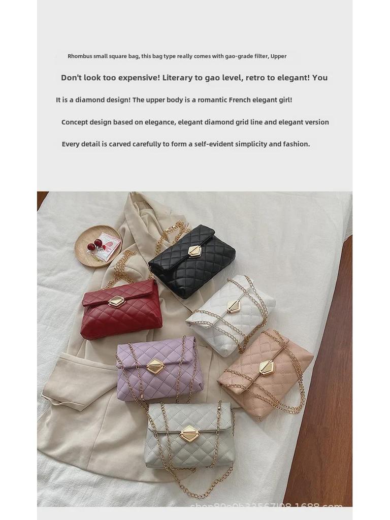 Women's Rhombus Chain Shoulder Bag - 2024 Japanese & Korean Style