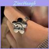 Stylish Floral Smiley Face Hip Hop Ring Unique Adjustable Copper Design For Women
