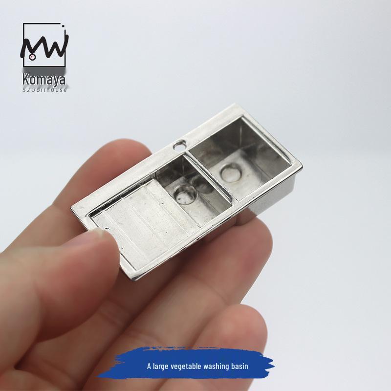 52DOLLHOUSE Миниатюрный реквизит для фотографии - Модель двойной раковины для мытья овощей D419