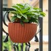 1Pc European Style Wall Hanging Half Round Flowerpot Imitation Rattan Planter for Balcony Outdoor Decor