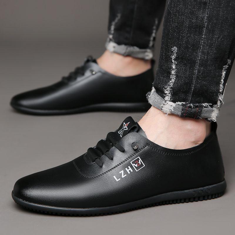 Genuine Leather Cowhide Men's Leather Shoes Summer New Breathable Deodorant Strap-free White Casual Shoes Soft Sole Soft Surface Leather Shoes