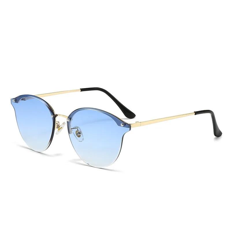 Trendy Metal Oval Sun Glasses Shades for Men And Women Retro Punk Fashion Cat's Eye Sunglasses UV400