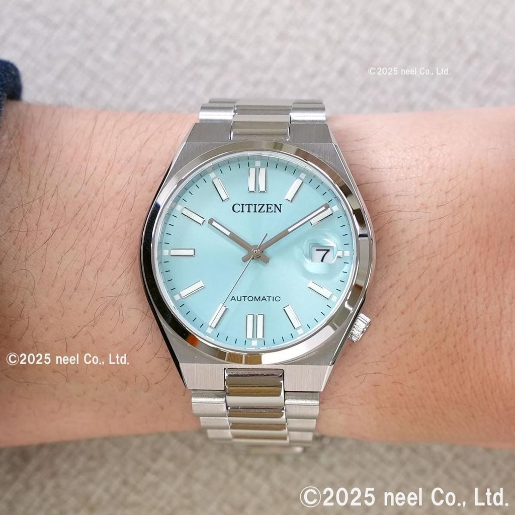 Citizen Waterproof Mechanical 37mm Automatic with Date Ice Light Simple Luxury Style NJ0200-50L Men's Watch, See-Through Back, Display, Blue, Blue,