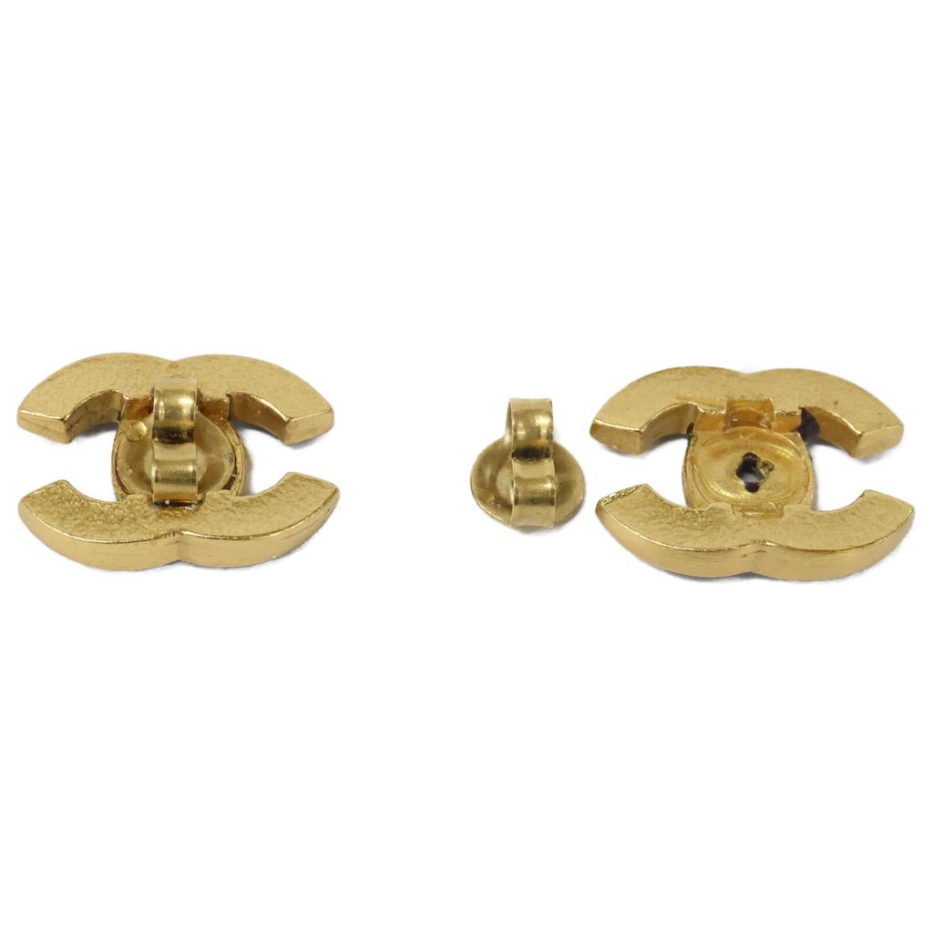 CHANEL 03P Camellia CC Logos earring yellow gold/black/whiteUsed