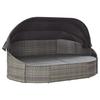 Outdoor Lounge Bed with Canopy Gray