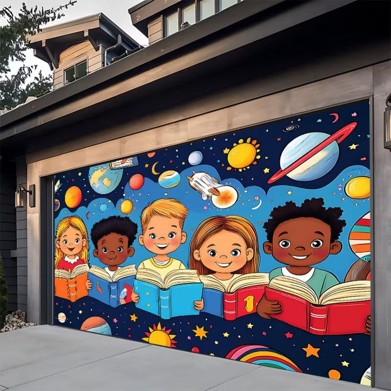 2D Multicultural Children & Planets Background for School Events