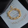 Gold Double Layer Paperclip Curb Chain Bracelet – Bold Industrial Jewelry, Modern Minimalist Gift for Women