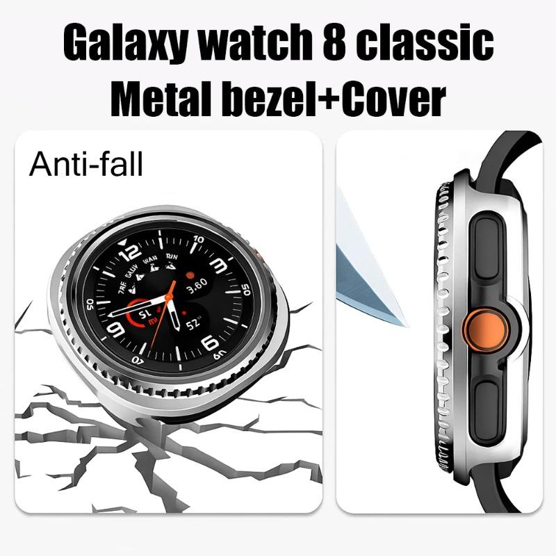 Samsung Galaxy Watch 8 classic 46mm için Kılıf Koruyucu Çerçeve Yüzüğü+Kapak Sert PC Tampon Kabuk Galaxy Watch8 classic koruyucu