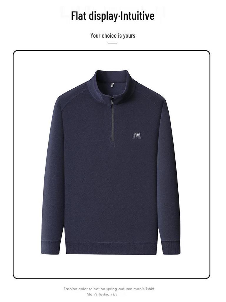 Herren Hoodie mit halbem Reißverschluss und Stehkragen, leichter Luxus, verdickt - Warm, hautfreundlich, gebürstete Basisschicht für Herbst/Winter.