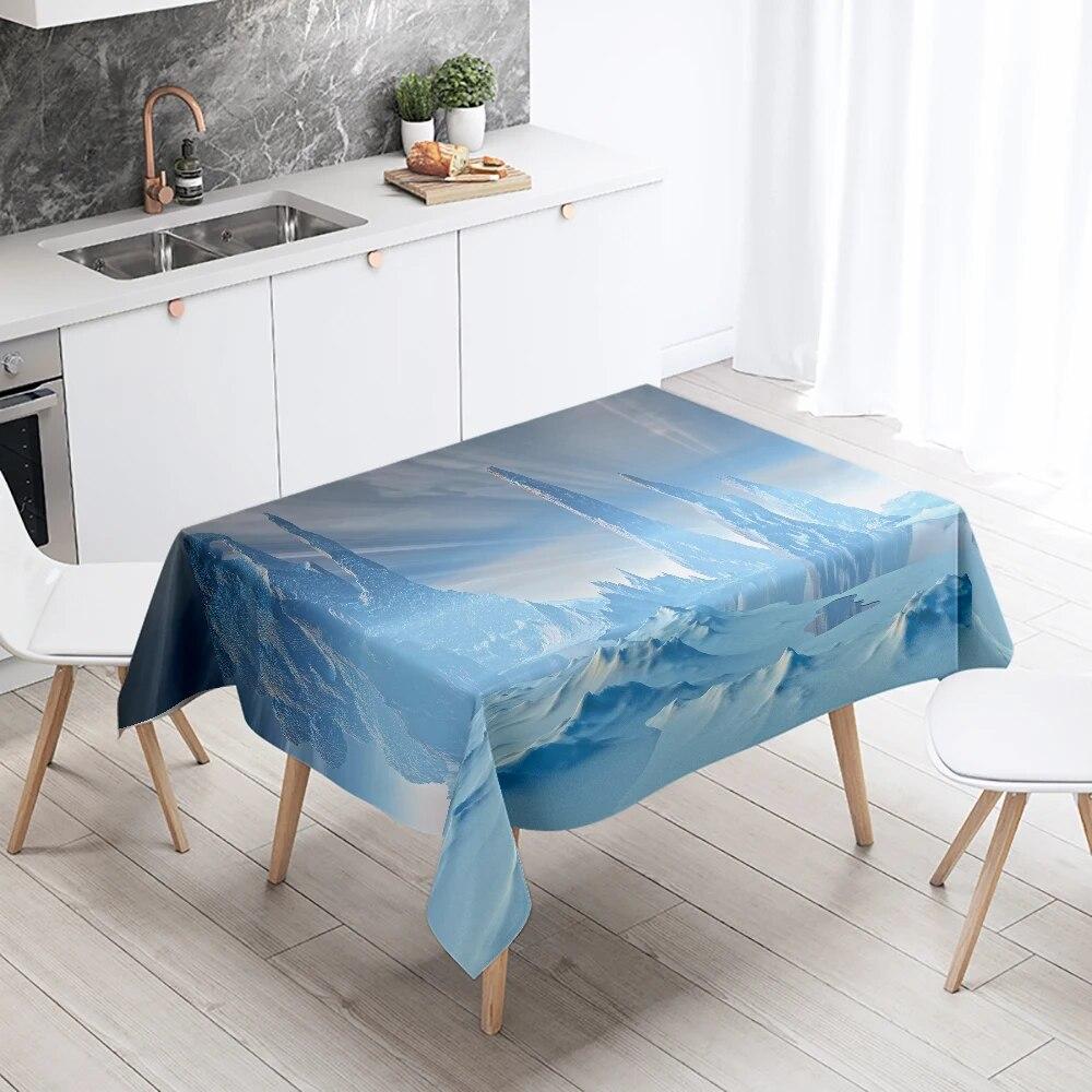 Snowflake Ice Tablecloth Wedding Party Restaurant Banquet Decoration Waterproof Rectangular  Home Table
