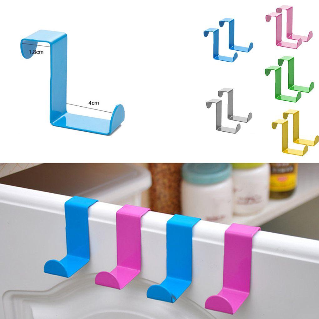 2pcs Over Door Hook Stainless Steel Z-shaped Hanger Kitchen Clasp Punch-Free Nail-Free Self-Adhesion Hangers Rack